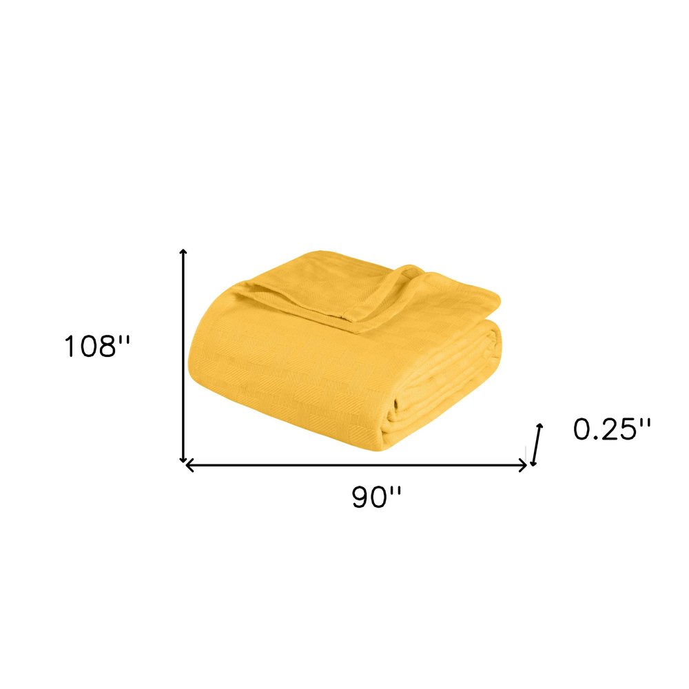 King Gold Cotton Basketweave Geometric Blanket