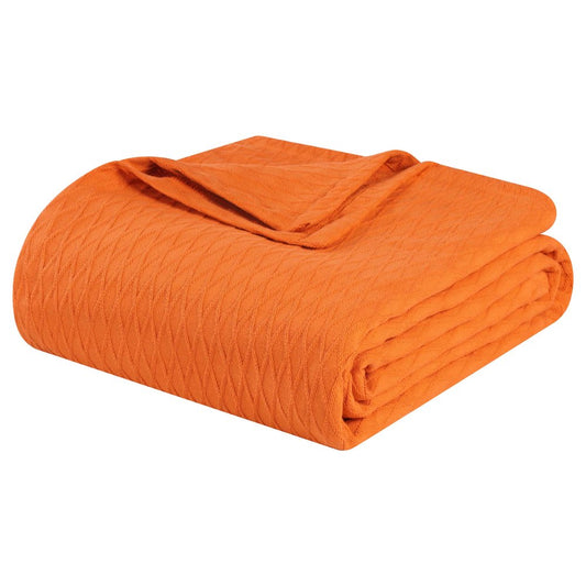King Burnt Orange Cotton Woven Geometric Blanket