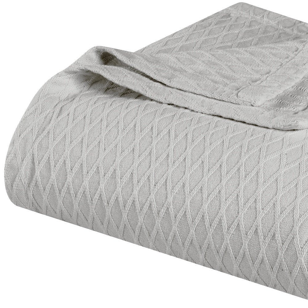 Twin Platinum Cotton Cable Knit Blanket