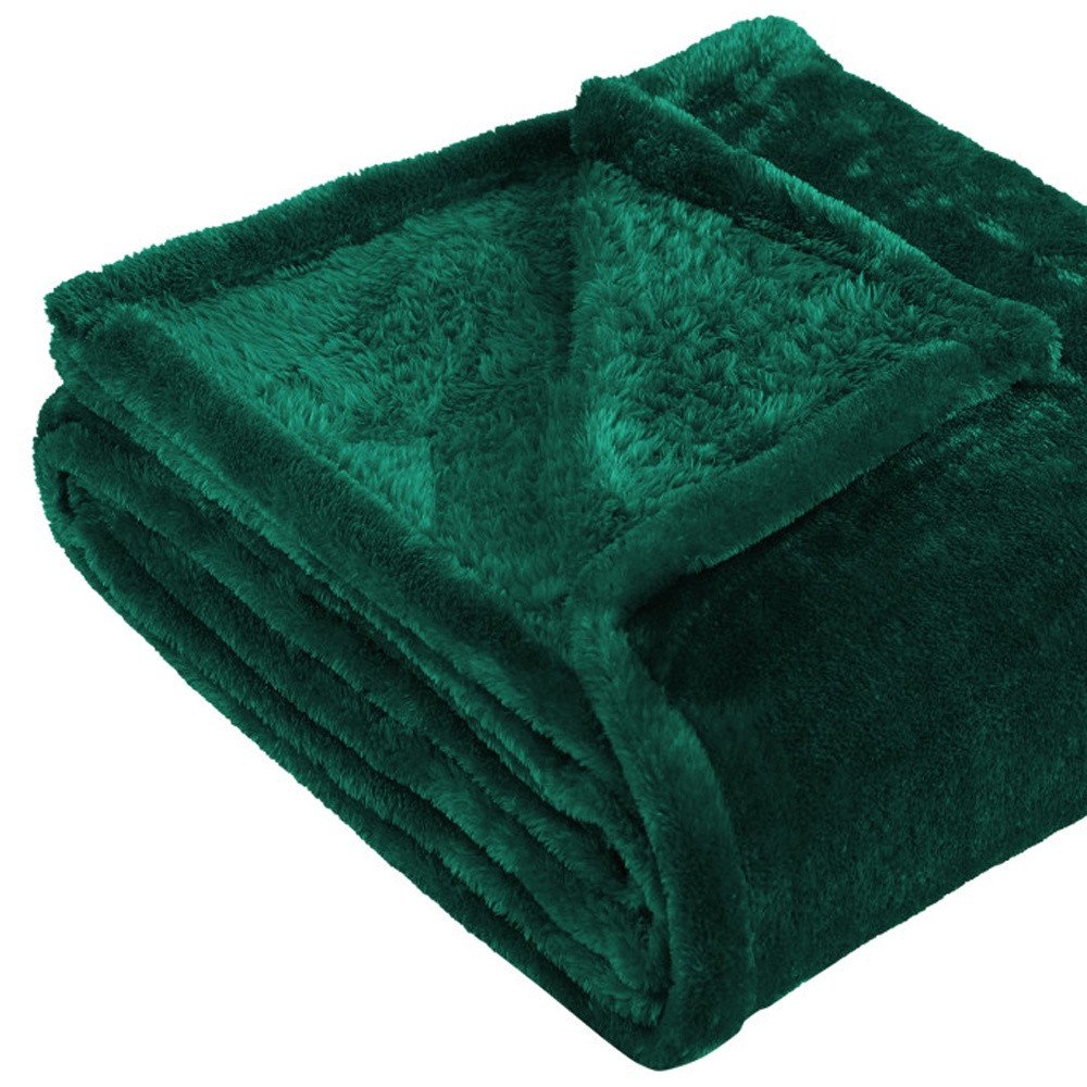 14" X 15" Jungle Green Fleece Knitted Plush Throw Blanket