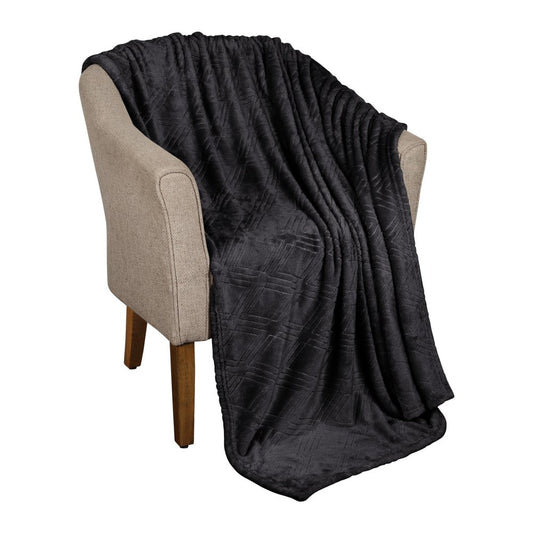 King Black Flannel Geometric Plush Blanket