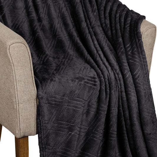 King Black Geometric Flannel Woven Plush Blanket