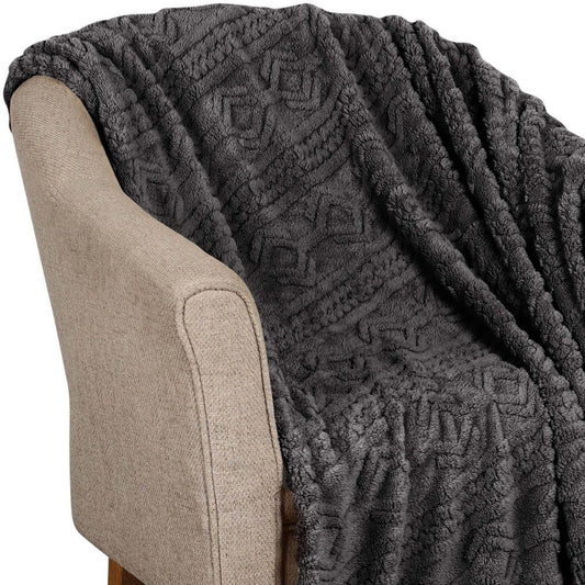 King Charcoal Fleece Knitted Plush Blanket