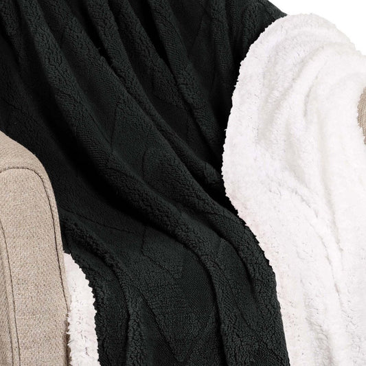 Queen Black Fleece Knitted Plush Blanket