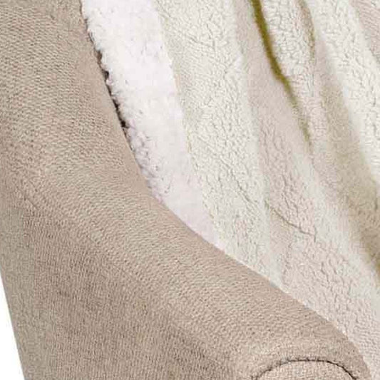 Queen Ivory Geometric Fleece Woven Plush Blanket