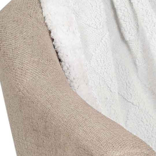 Queen White Fleece Knitted Plush Blanket