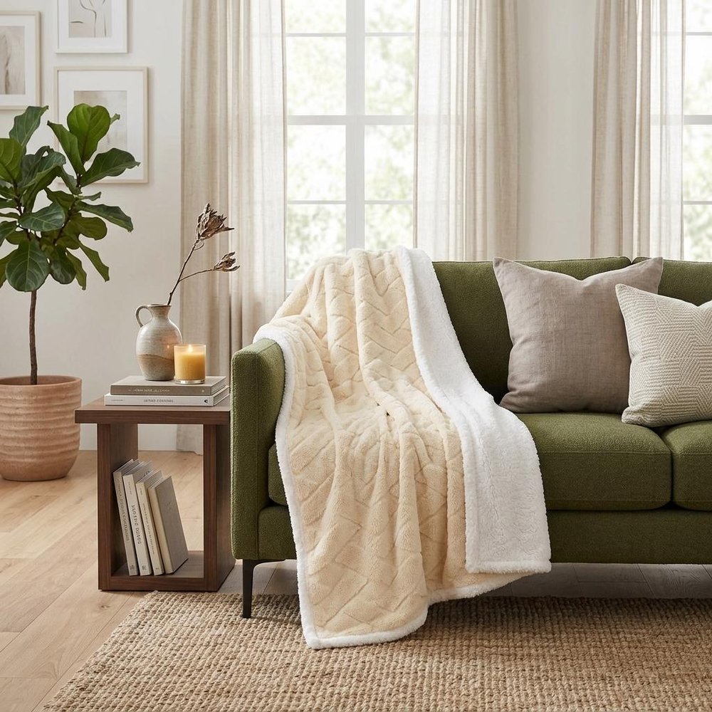 King Cream Fleece Knitted Plush Blanket