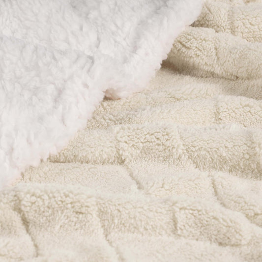 King Ivory Fleece Geometric Plush Blanket