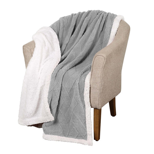 King Platinum Geometric Fleece Woven Plush Blanket