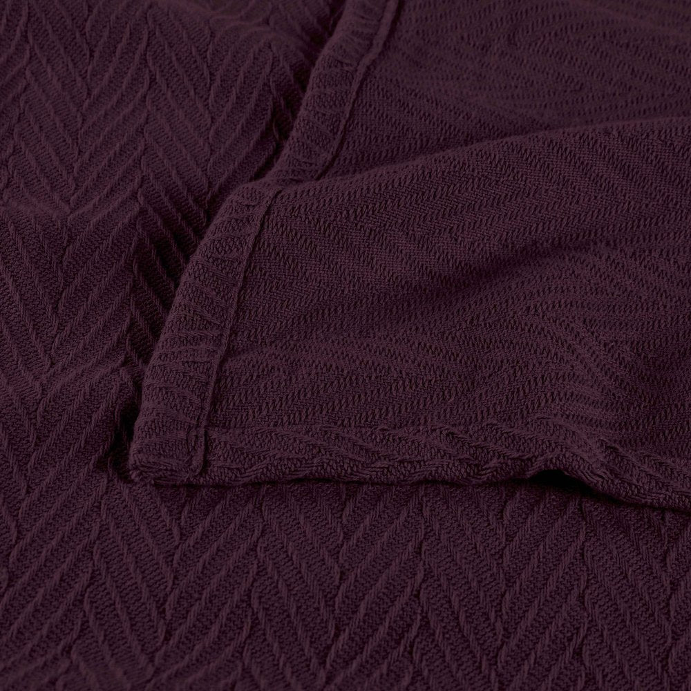 California King Plum Chevron Cotton Woven Blanket
