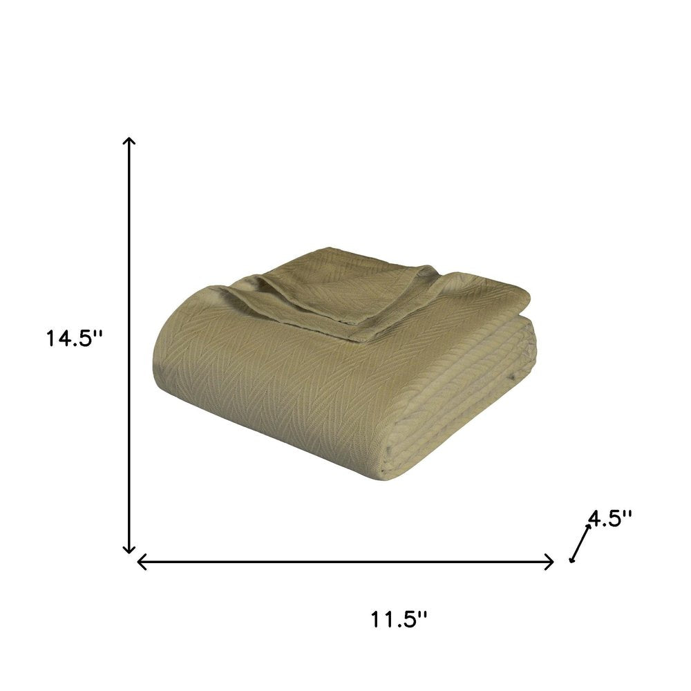 California King Sage Chevron Cotton Woven Blanket