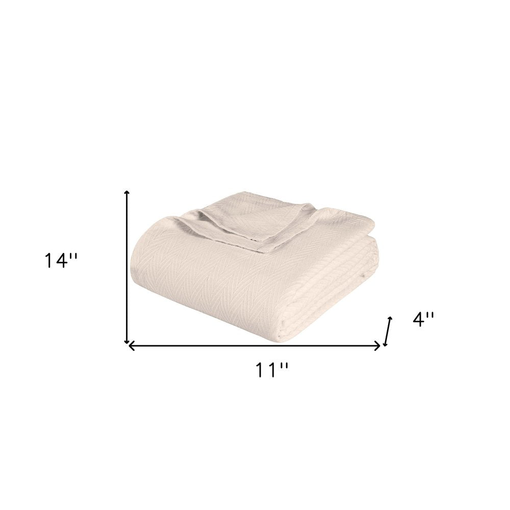 Queen Ivory Cotton Waffle Weave Blanket