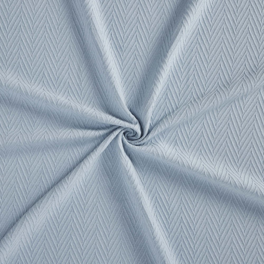 Queen Light Blue Chevron Cotton Woven Blanket