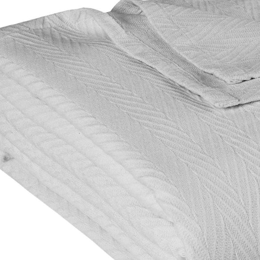 Queen Silver Cotton Waffle Weave Blanket