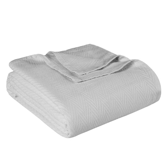 Queen Silver Cotton Waffle Weave Blanket