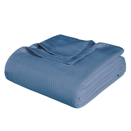 King Denim Blue Cotton Waffle Weave Blanket