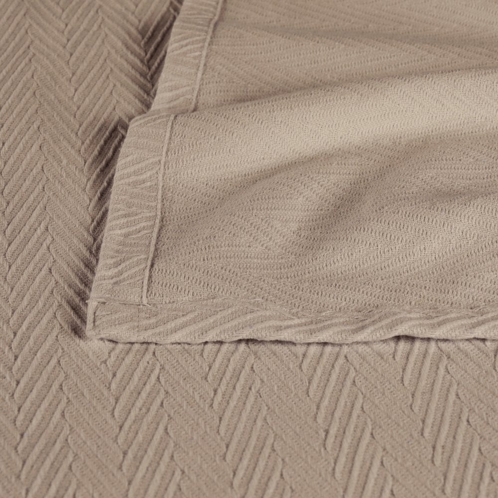 King Khaki Cotton Waffle Weave Blanket