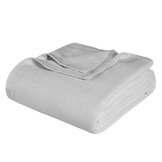 King Silver Cotton Waffle Weave Blanket
