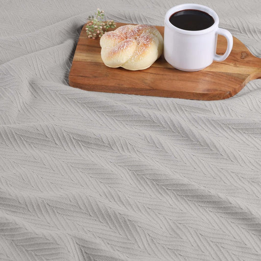 King Silver Cotton Waffle Weave Blanket