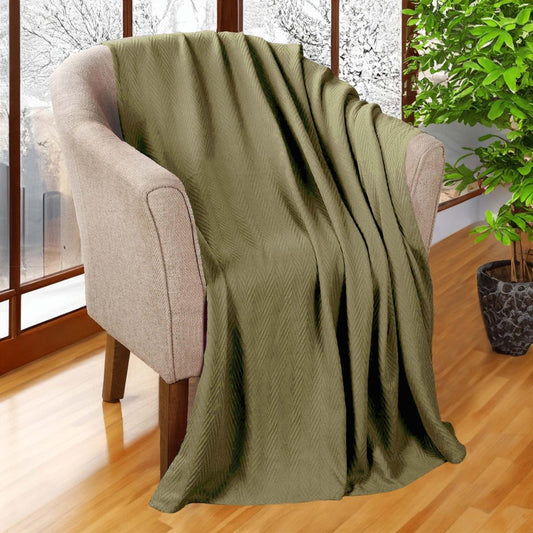 9" X 10" Sage Cotton Chevron Throw Blanket