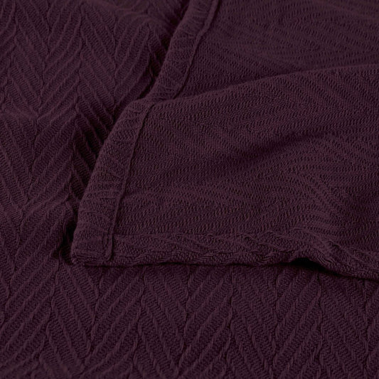 Twin Plum Cotton Woven Chevron Blanket