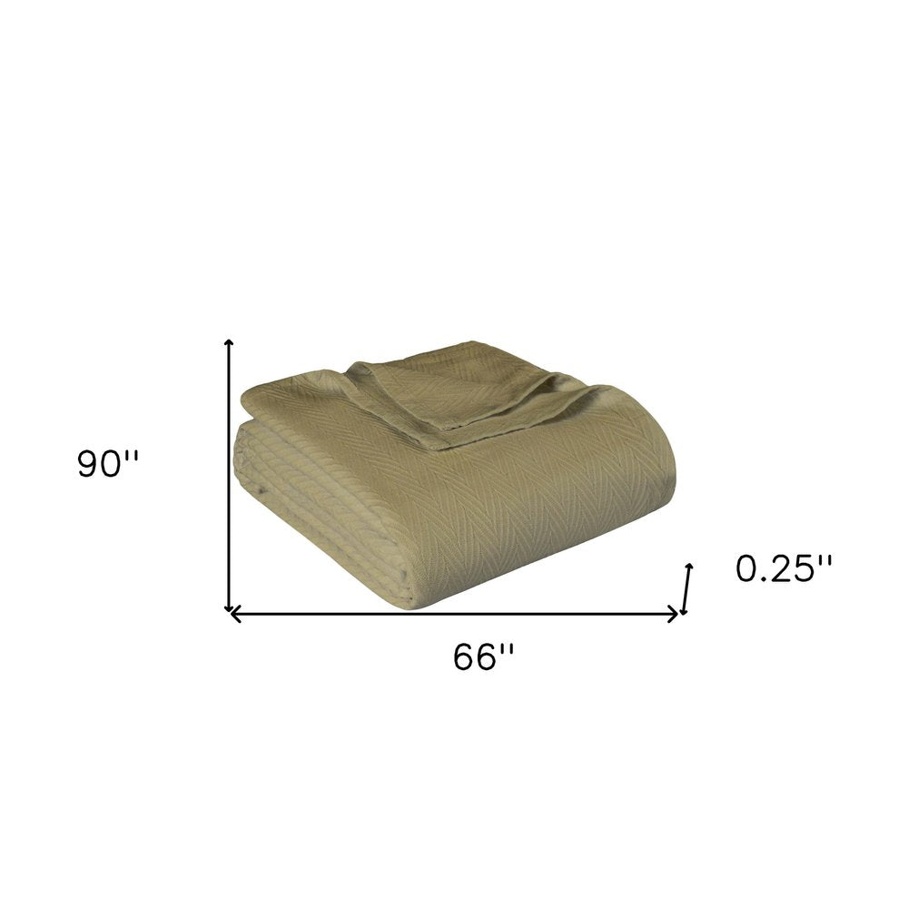 Twin Sage Cotton Woven Chevron Blanket