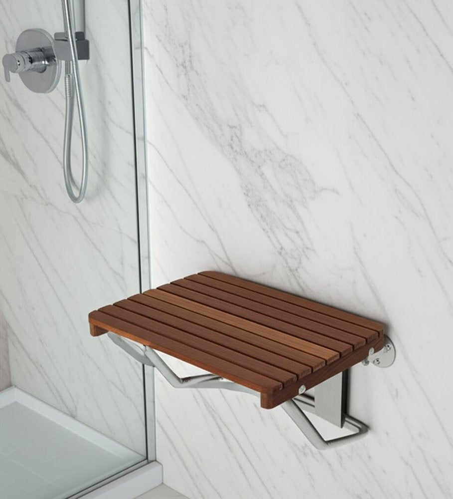 14" X 20" Brown Teak Rectangular Shower Bench