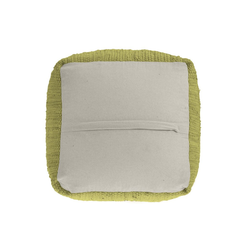 18" Gray and Natural Cotton And Jute Cube Pouf Ottoman