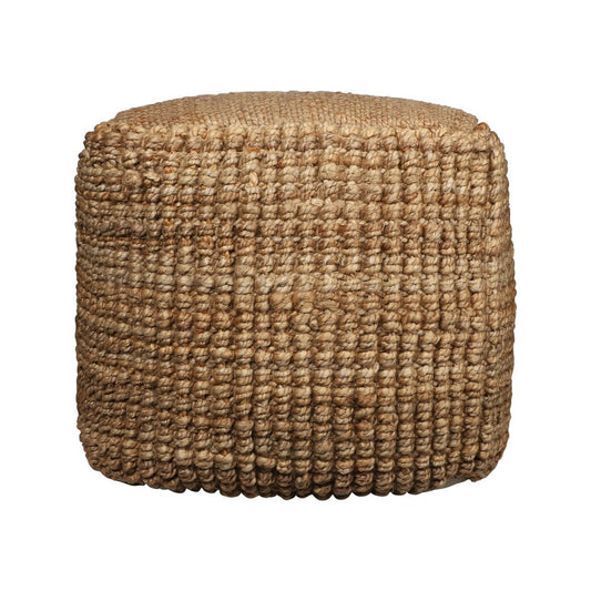 18" Natural Jute Blend Cube Pouf Ottoman