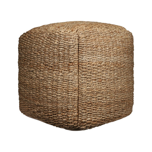 18" Natural Jute Woven Blend Cube Pouf Ottoman
