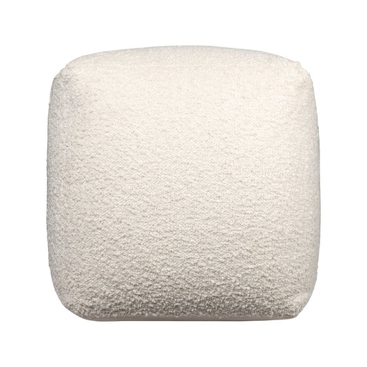 18" Ivory Polyester Cube Outdoor Pouf Ottoman