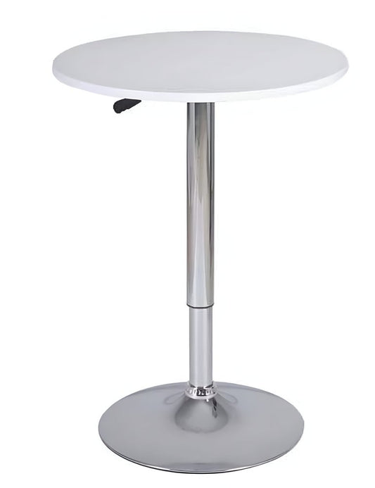 24" White and Silver Rounded Wood and Iron Bar Table