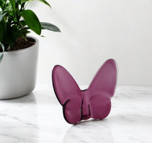 3" Plum Crystal Butterfly Figurine Tabletop Sculpture