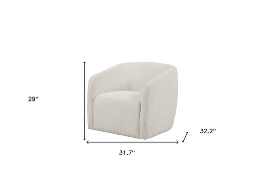 32" Beige Fabric Barrel Club Chair
