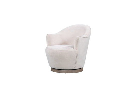 27" Off White Fabric Swivel Barrel Chair