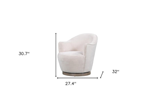 27" Off White Fabric Swivel Barrel Chair