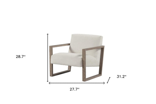 28" Off White and Ash Gray Fabric Lounge Chair