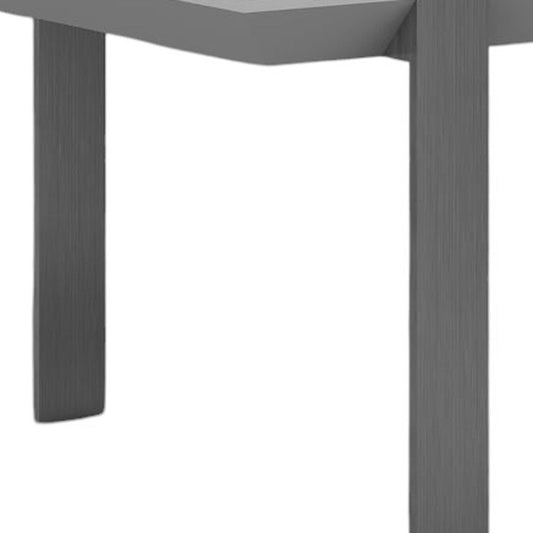 48" White And Silver Wood And Stainless Steel Coffee Table