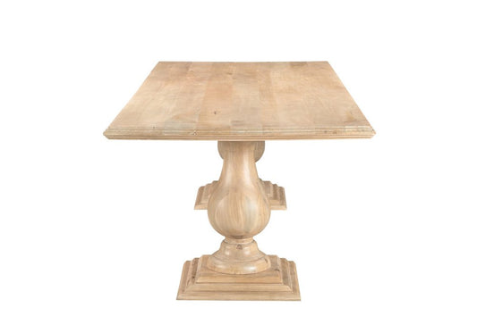 96" Natural Wood Double Pedestal Base Dining Table