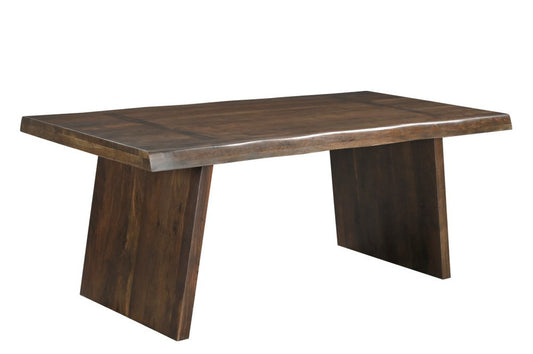 75" Dark Brown Solid Wood Live Edge Dining Table