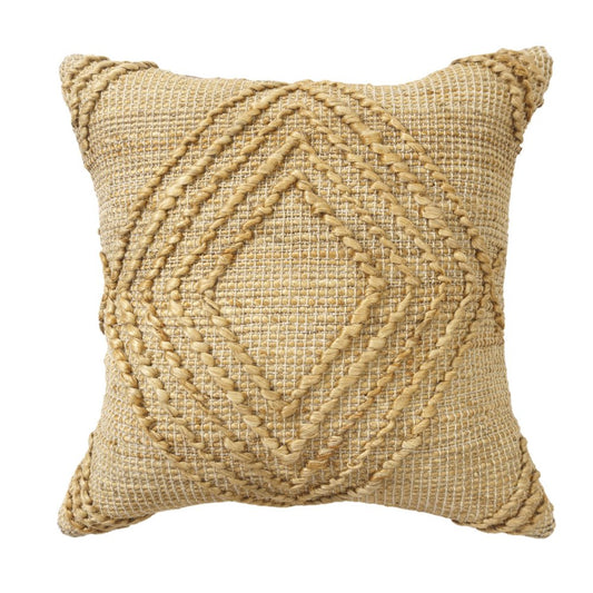 22" X 22" Brown Jute Diamond Throw Pillow