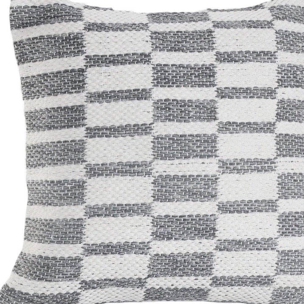 Set of Two 18" Gray Geometric Cotton Throw Pillows