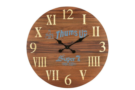 24" Brown Solid Wood Silent Analog Round Wall Clock
