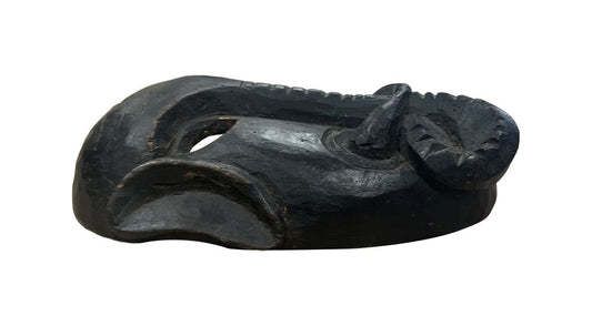 10" Black Solid Wood Decorative Mask Tabletop Sculpture