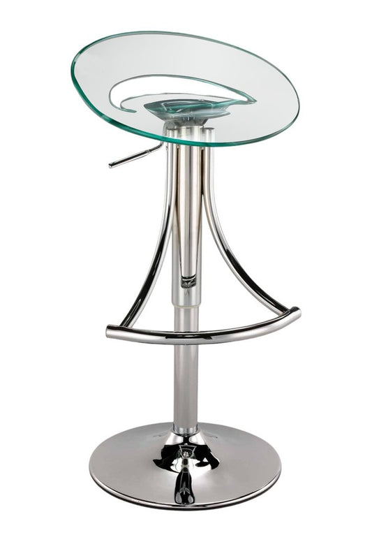 Clear and Silver Metal and Heavy Duty Plastic Low Back Adjustable Height Bar Chair