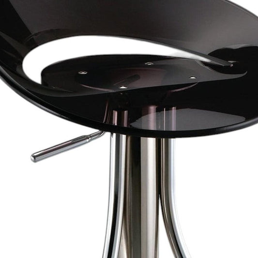 Black and Silver Metal and Heavy Duty Plastic Low Back Adjustable Height Bar Chair