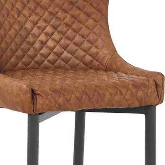 Set of Two 26" Orange and Black Metal and Faux Leather Low Back Counter Height Bar Chairs