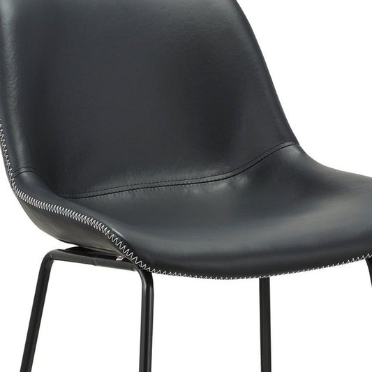 Set of Two Black Faux Leather and Metal Low Back Counter Height Bar Chairs