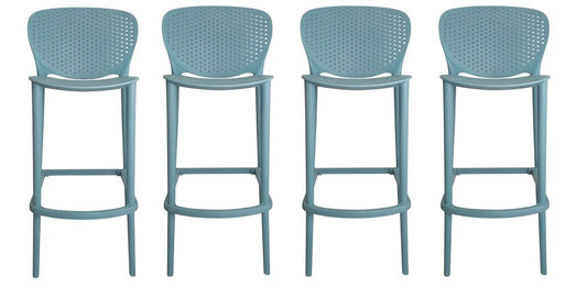 Set of Four 26" Green Heavy Duty Plastic Low Back Counter Height Bar Chairs
