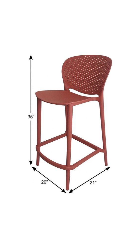 Set of Four 26" Orange Heavy Duty Plastic Low Back Counter Height Bar Chairs